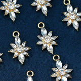 10Pcs Crystal Flower Charms DIY Accessory Pendants for Jewelry Making