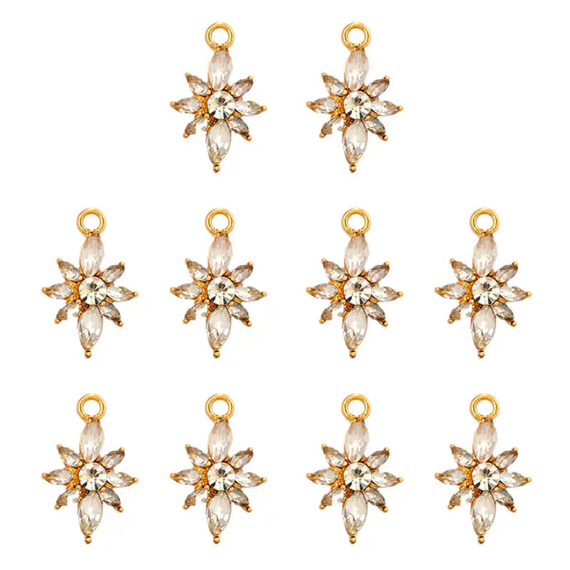 10Pcs Crystal Flower Charms DIY Accessory Pendants for Jewelry Making