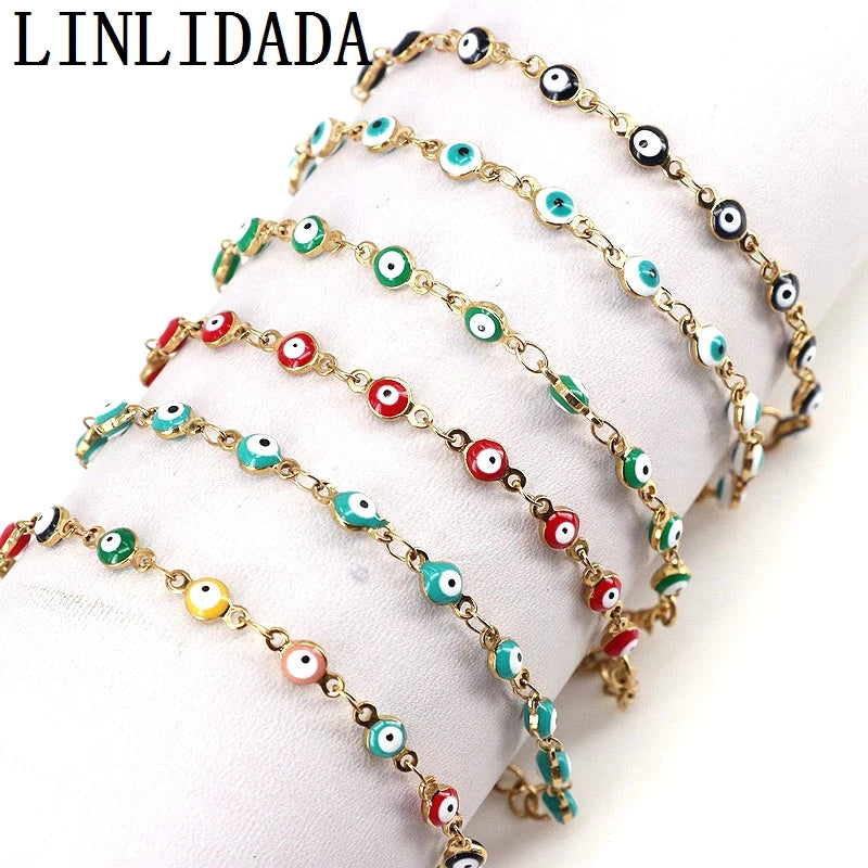 10Pcs Eye Bracelet Link Chain Adjustable Brass Jewelry Gift for Female