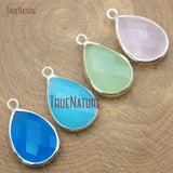 10Pcs Glass Crystal Pendant Bezel Setting Faceted Pear Shape 22x13.5mm