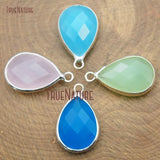 10Pcs Glass Crystal Pendant Bezel Setting Faceted Pear Shape 22x13.5mm