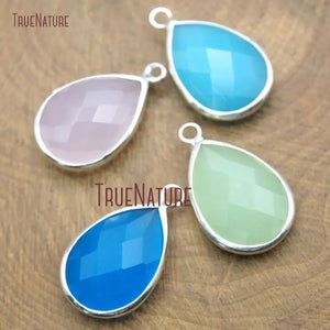 10Pcs Glass Crystal Pendant Bezel Setting Faceted Pear Shape 22x13.5mm