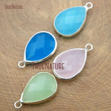 10Pcs Glass Crystal Pendant Bezel Setting Faceted Pear Shape 22x13.5mm
