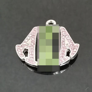 10Pcs Pink Green Rhinestone Charm Greek Sorority Logo Bracelet Necklace Jewelry