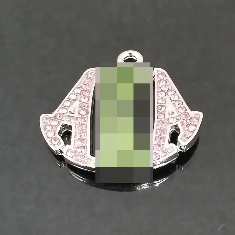 10Pcs Pink Green Rhinestone Charm Greek Sorority Logo Bracelet Necklace Jewelry