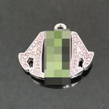 10Pcs Pink Green Rhinestone Charm Greek Sorority Logo Bracelet Necklace Jewelry