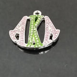 10Pcs Pink Green Rhinestone Charm Greek Sorority Logo Bracelet Necklace Jewelry