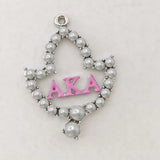10Pcs Greek Sorority Pink Green Letter Maple Leaf Pearl Charm DIY Jewelry