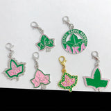 10Pcs Greek Sorority Pink Green Maple Leaf Pendant Charms