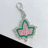 10Pcs Greek Sorority Pink Green Maple Leaf Pendant Charms