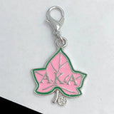 10Pcs Greek Sorority Pink Green Maple Leaf Pendant Charms