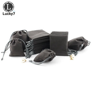 10Pcs Grey Velvet Jewelry Bags Flannel Pouches for Wedding Candy Gift Packing