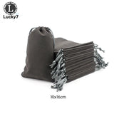 10Pcs Grey Velvet Jewelry Bags Flannel Pouches for Wedding Candy Gift Packing