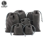 10Pcs Grey Velvet Jewelry Bags Flannel Pouches for Wedding Candy Gift Packing
