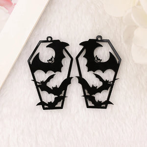 10Pcs Halloween Bat Charms Acrylic Coffin DIY Making