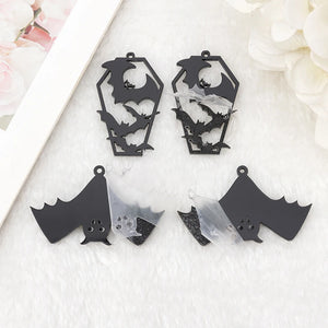 10Pcs Halloween Bat Charms Acrylic Coffin DIY Making