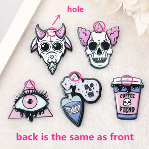 10Pcs Halloween Charms Demon Baphomet Clown Eye Slime for Jewelry Diy