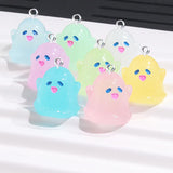 10Pcs Halloween Luminous Ghost Resin Charms for DIY Jewelry Making