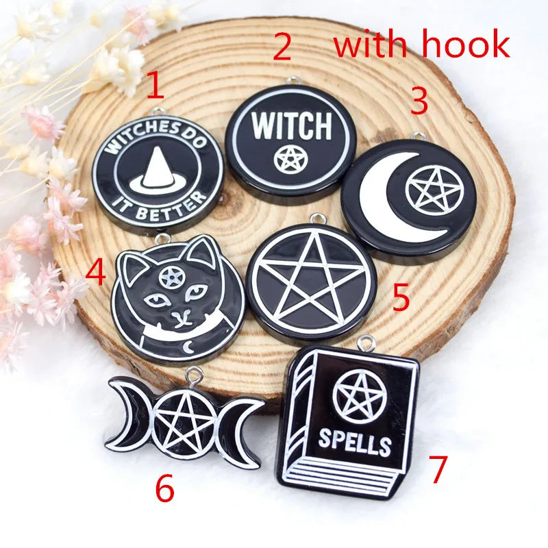 10Pcs Halloween Party Charms Resin Crafts Punk Style Flatback Star Moon Dagger H