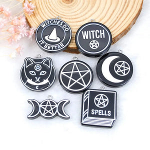10Pcs Halloween Party Charms Resin Crafts Punk Style Flatback Star Moon Dagger H