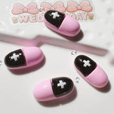 10Pcs Halloween Rabbit Pill Skull Bow Bone Resin Charms For Jewelry Making