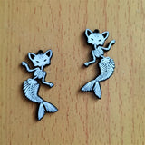 10Pcs Halloween Skull Fishbone Cat Charm Acrylic Animal Charms Pendant DIY