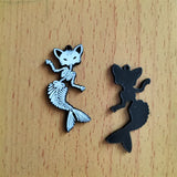 10Pcs Halloween Skull Fishbone Cat Charm Acrylic Animal Charms Pendant DIY