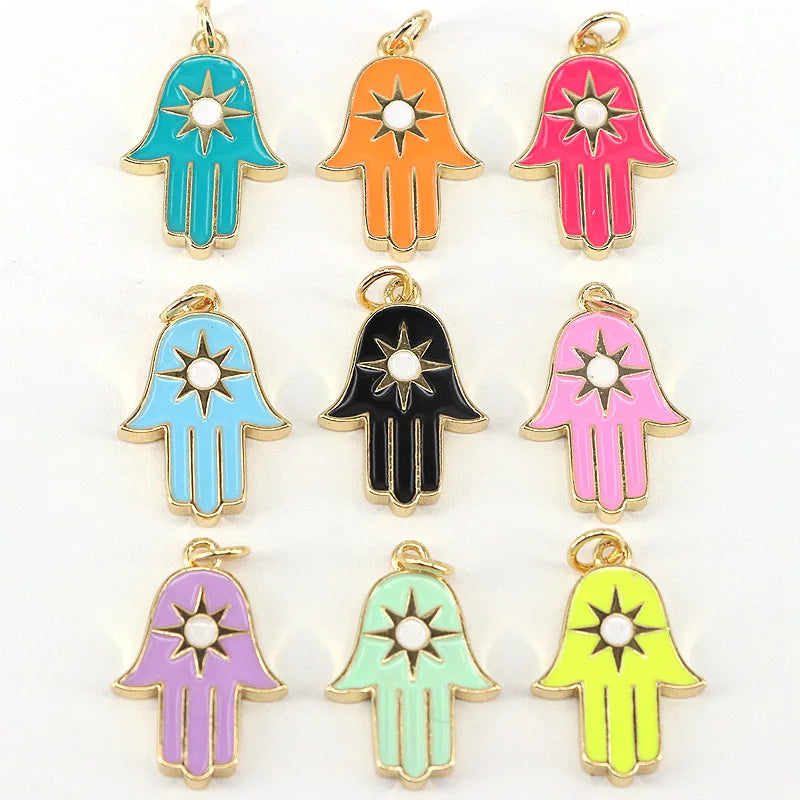 10Pcs Hamsa Hand Charms for Jewelry Making