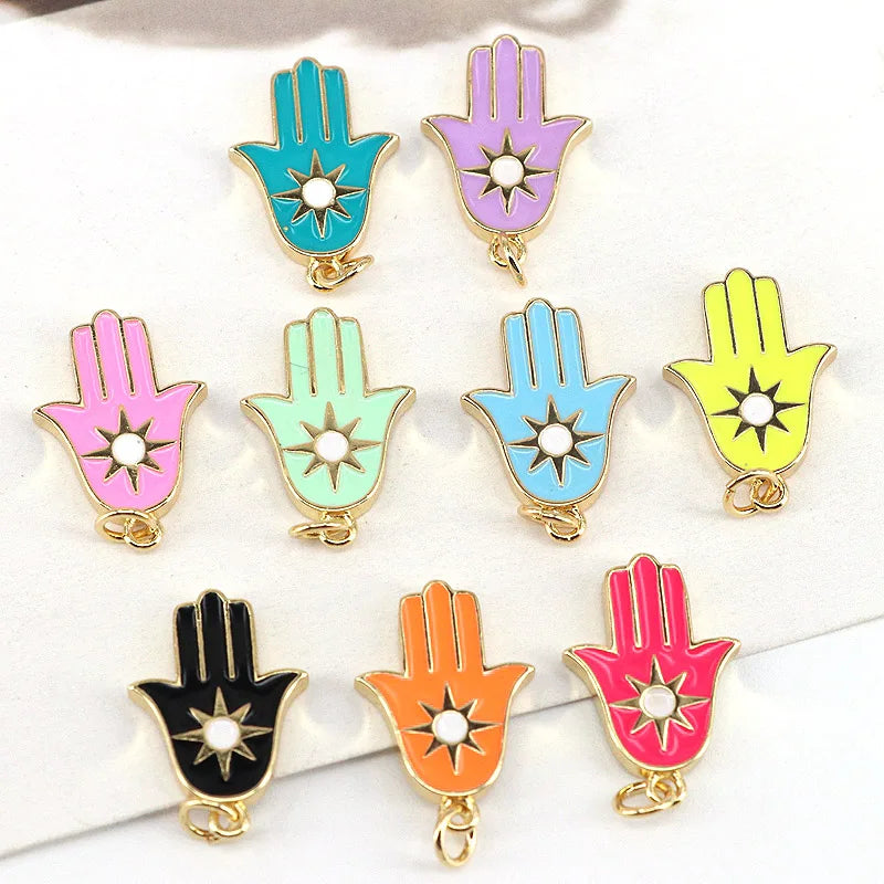 10Pcs Hamsa Hand Charms for Jewelry Making