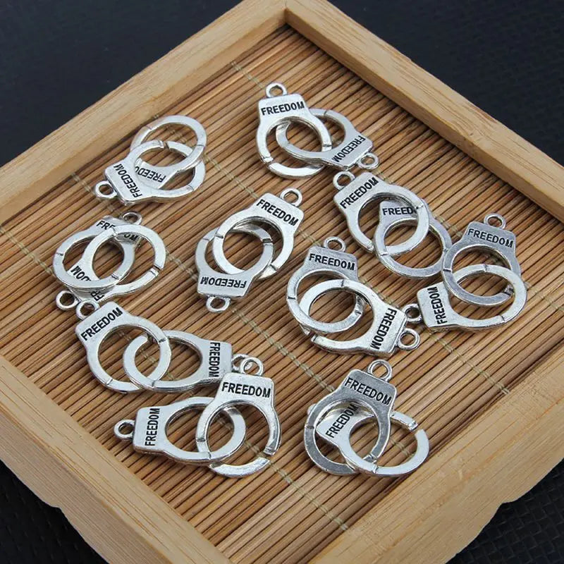 10Pcs Handcuffs Freedom Charms DIY Jewelry Making