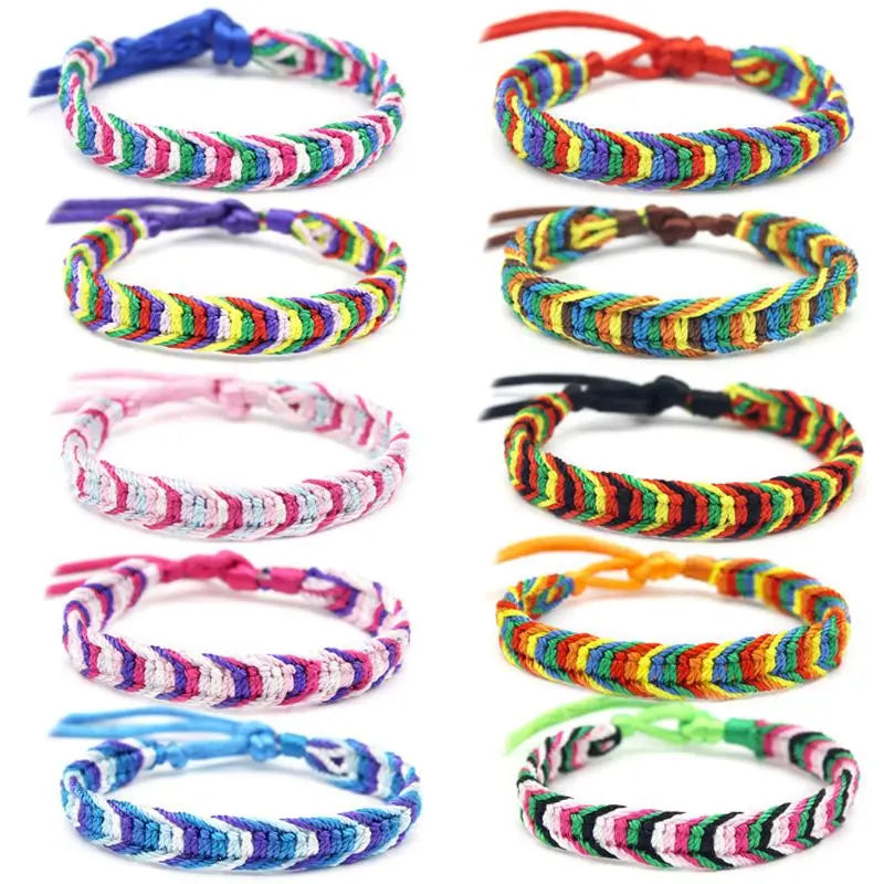 10Pcs Nepal Friendship Bracelets with Sliding Knot Closure Mix Random