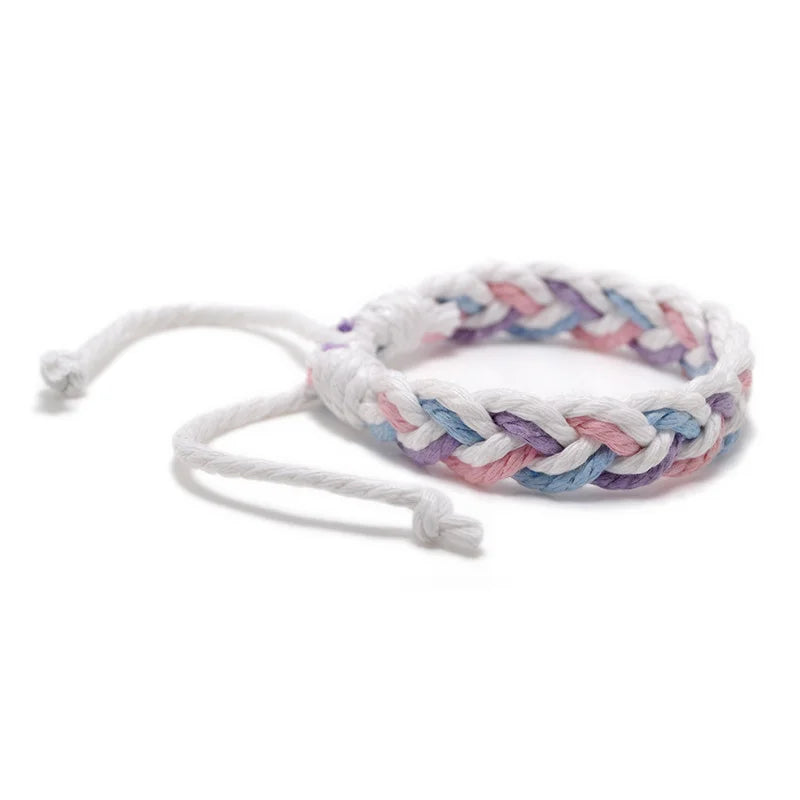 10Pcs Vintage Cotton Rope Bracelet Adjustable Length Wrap Woven Bracelets Gift