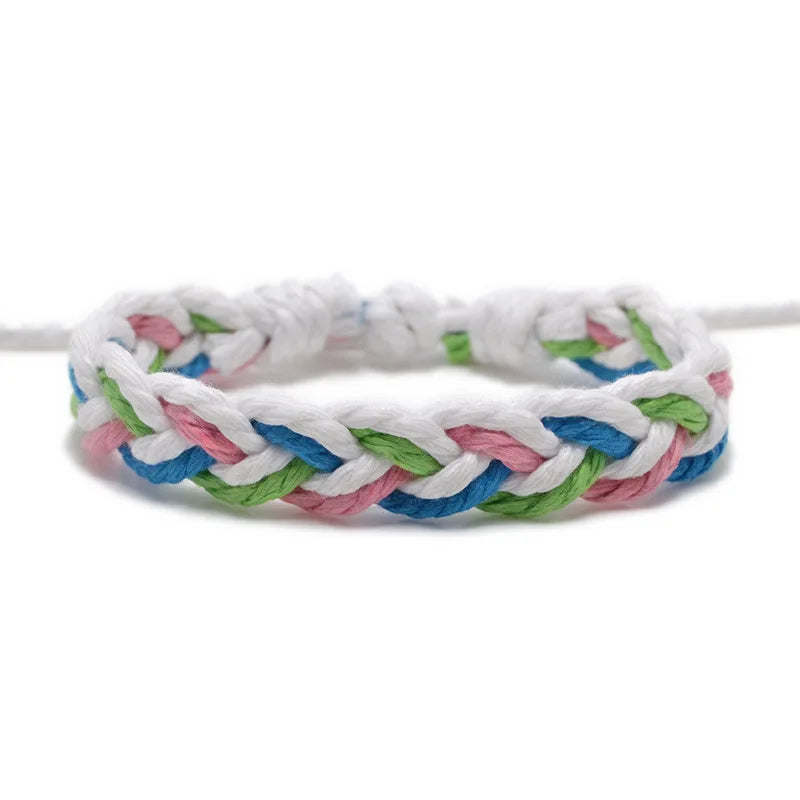 10Pcs Vintage Cotton Rope Bracelet Adjustable Length Wrap Woven Bracelets Gift