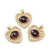 10Pcs Heart Brass CZ Charms For DIY Necklace Earrings
