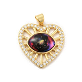 10Pcs Heart Brass CZ Charms For DIY Necklace Earrings