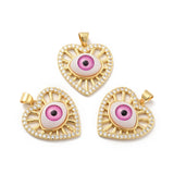 10Pcs Heart Brass CZ Charms For DIY Necklace Earrings
