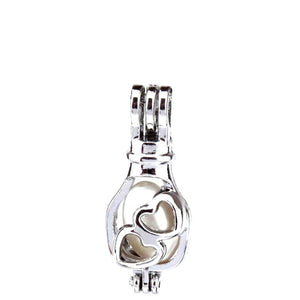 10Pcs Heart Bulb Pearl Cage Locket Aromatherapy Pendant
