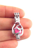 10Pcs Heart Bulb Pearl Cage Locket Aromatherapy Pendant