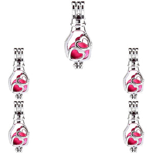 10Pcs Heart Bulb Pearl Cage Locket Aromatherapy Pendant