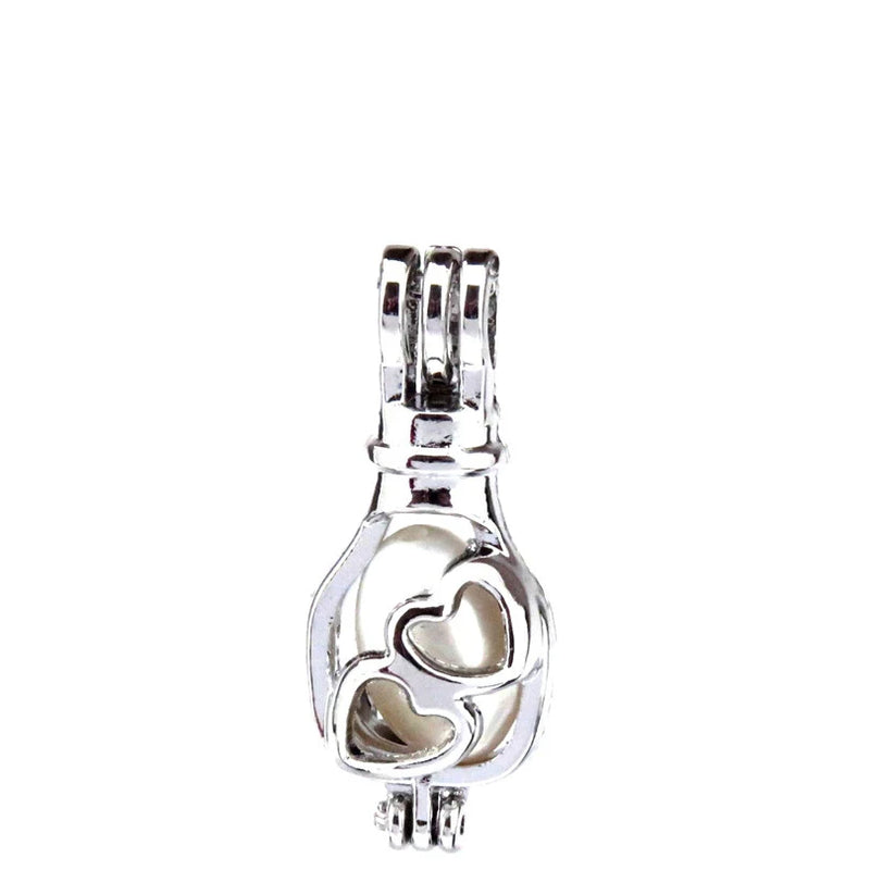 10Pcs Heart Bulb Pearl Cage Locket Aromatherapy Pendant