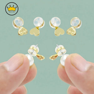 10Pcs Heart Earring Back With DIY Hole Safe Ear Studs Nuts Earings Lifters