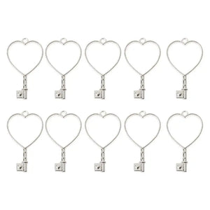 10Pcs Heart Key Pendant Press Flower UV Resin Blank Frame Bezel Jewelry Making