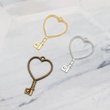 10Pcs Heart Key Pendant Press Flower UV Resin Blank Frame Bezel Jewelry Making