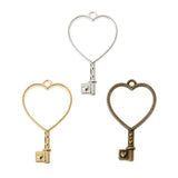 10Pcs Heart Key Pendant Press Flower UV Resin Blank Frame Bezel Jewelry Making