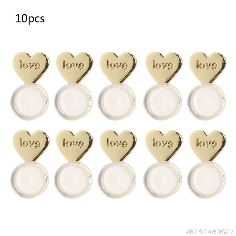 10Pcs Heart Love Earring Lifters Adjustable Hypoallergenic Nuts Ear Lobe-Support