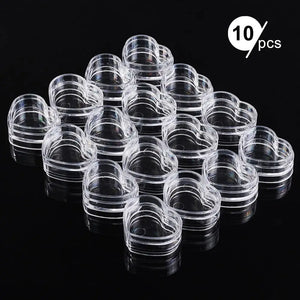 10Pcs Heart Shape Plastic Storage Jars for Crafts