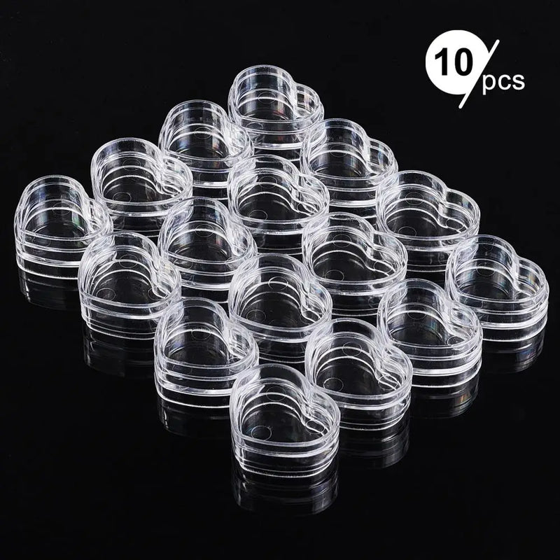 10Pcs Heart Shape Plastic Storage Jars for Crafts