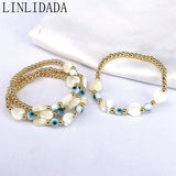 10Pcs Heart Shell Evil Eye Bracelets for Women