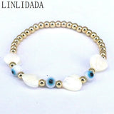 10Pcs Heart Shell Evil Eye Bracelets for Women
