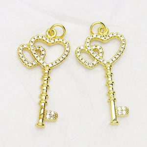 10Pcs Heart Key Shape Pendant Jewelry Charms Gift 8364